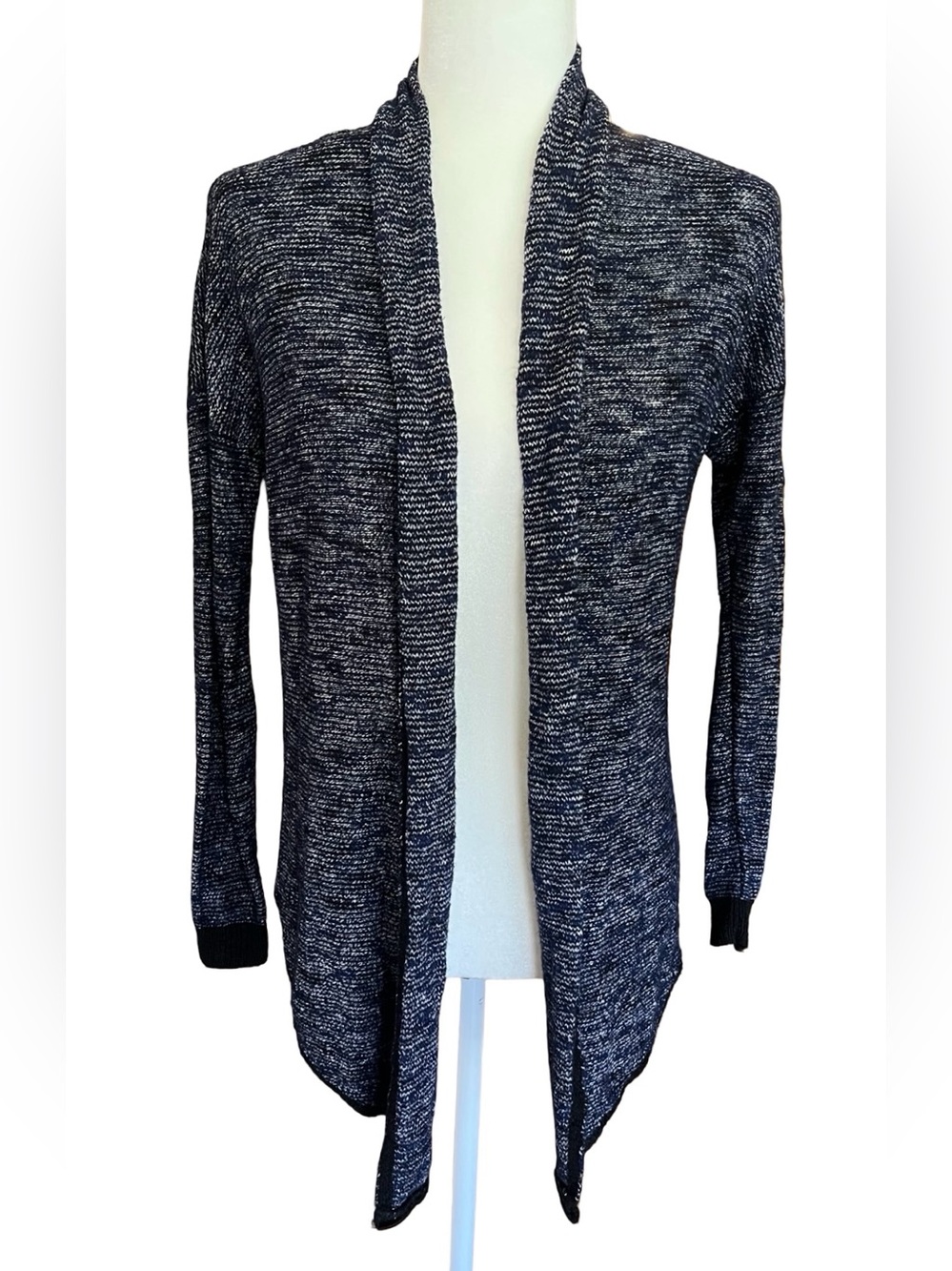 EILEEN FISHER Linen-Blend Blue Open Cardigan SP‎ Coastal Luxe Elevated Basics